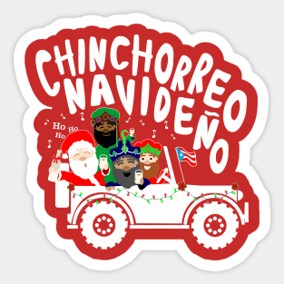 Puerto Rican Christmas Chinchorreo Coquito Santa Three Kings Text White Sticker